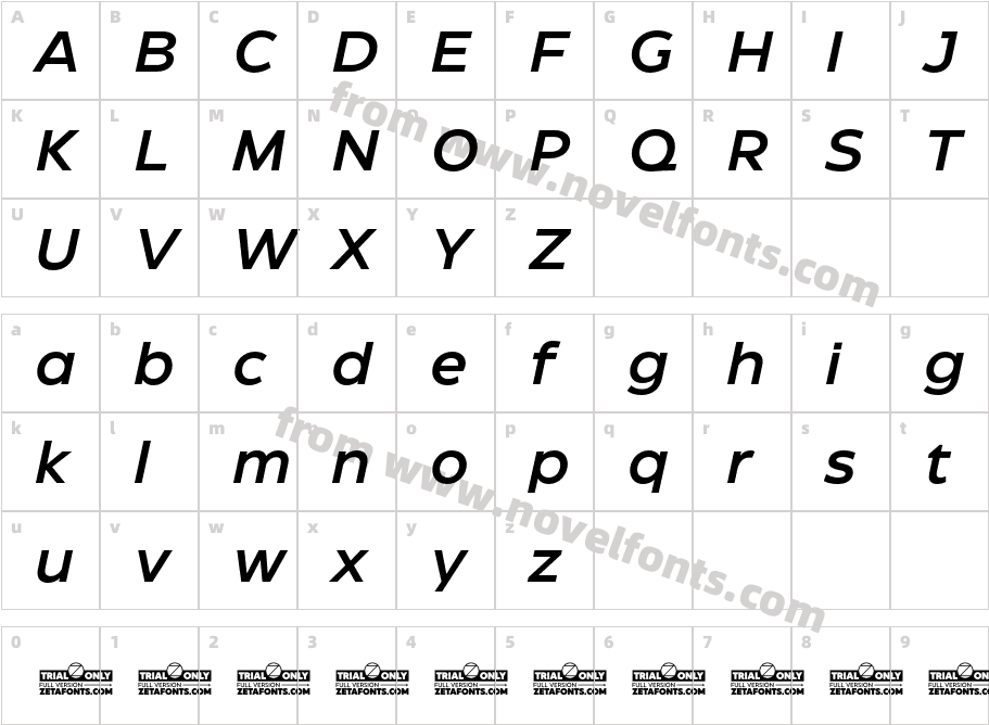 Eastman Roman Trial Demi Bold ItalicCharacter Map