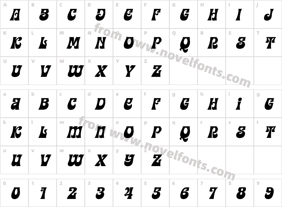 Easy Bond ItalicCharacter Map