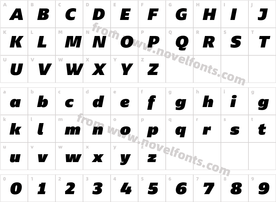 Ebony Ub ItalicCharacter Map