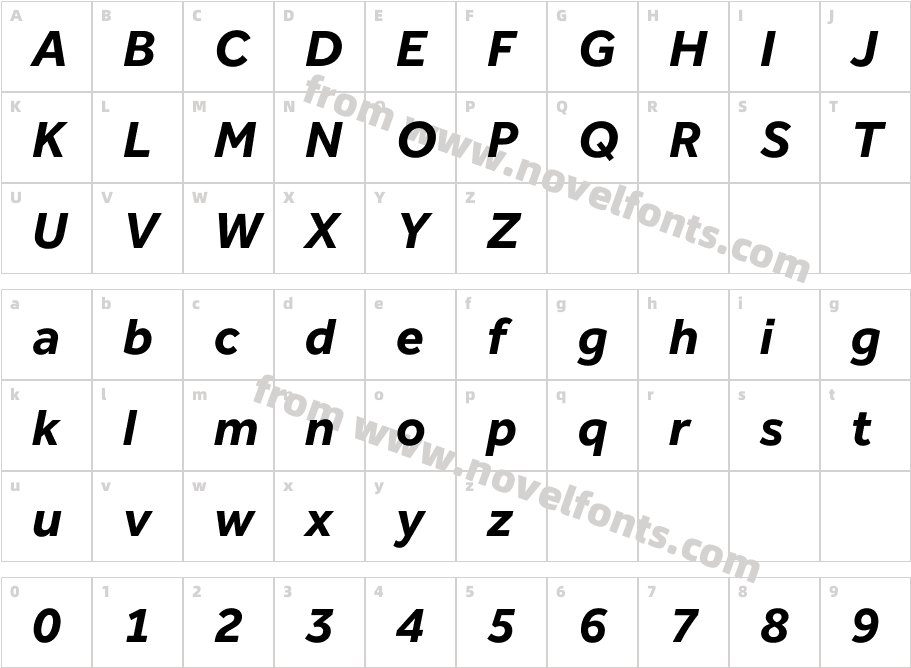 Effra CC Bold ItalicCharacter Map
