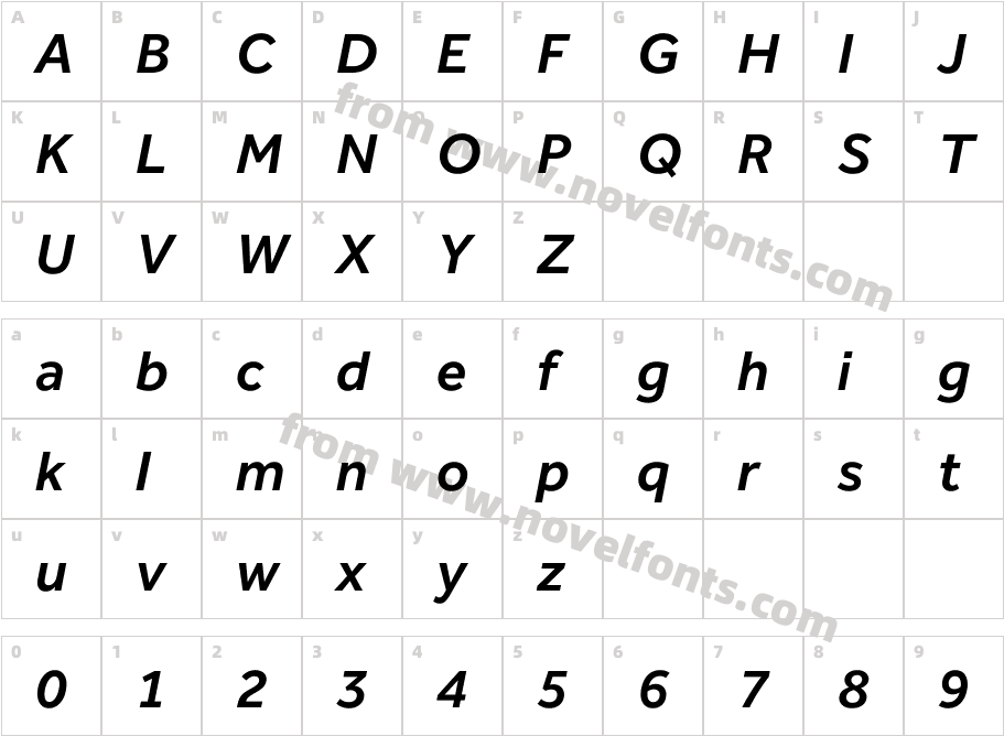 Effra CC Semibold ItalicCharacter Map