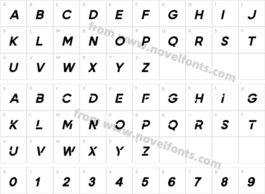 Efortec ItalicCharacter Map