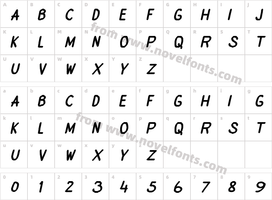 Elatox ItalicCharacter Map