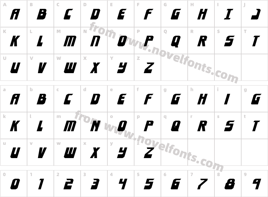 Eldebaran Expanded ItalicCharacter Map