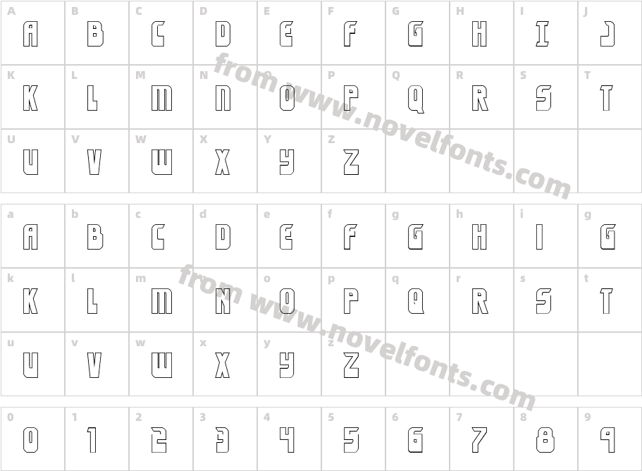 Eldebaran Outline RegularCharacter Map