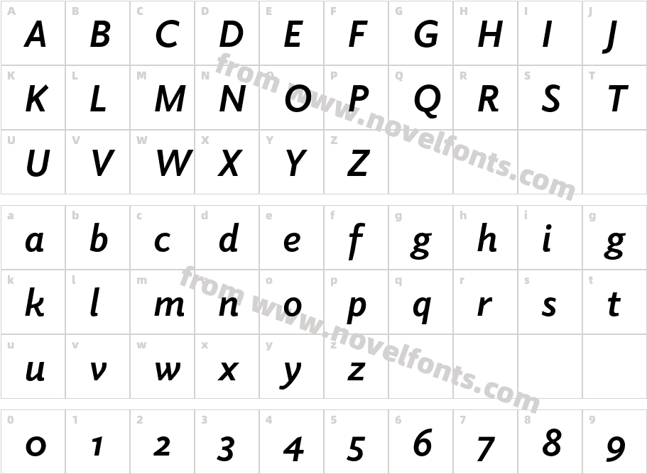 Elido Bold ItalicCharacter Map