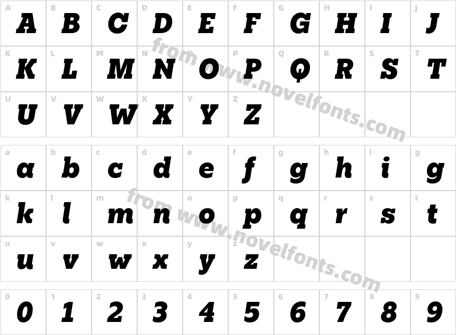 Elizeth Trial Extrabold ItalicCharacter Map
