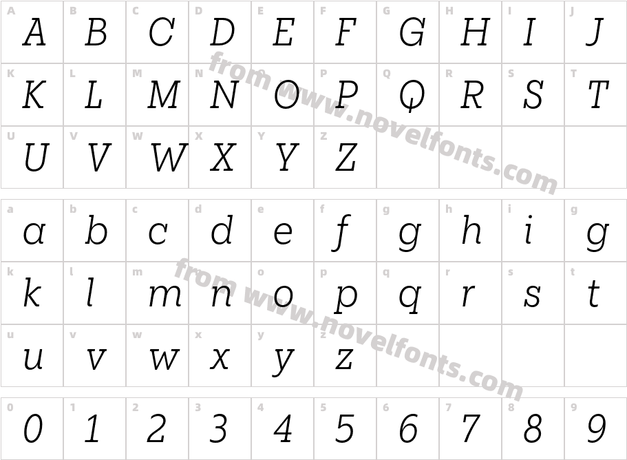 Elizeth Trial Light ItalicCharacter Map