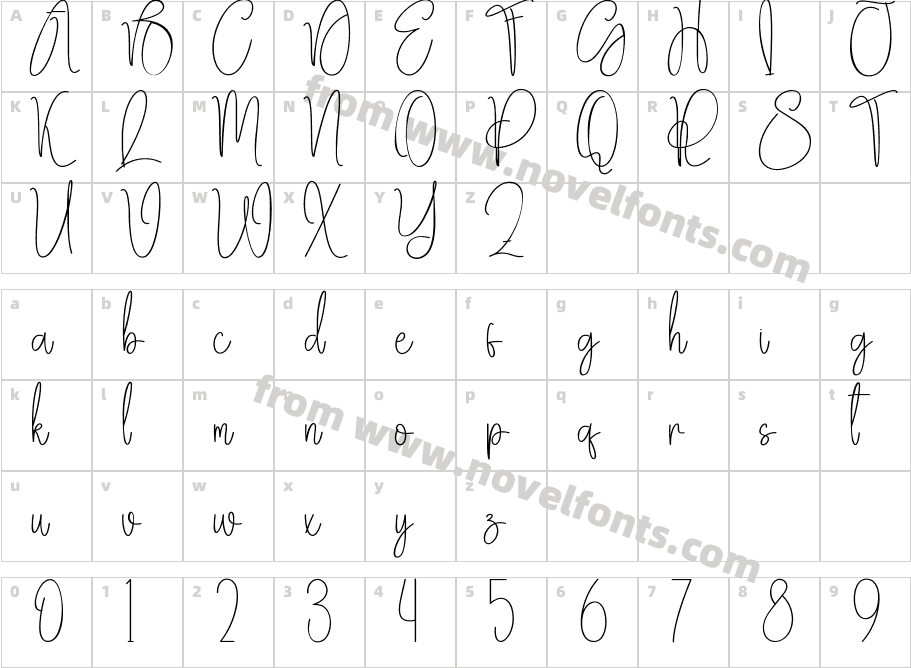 Embroidery Signature RegularCharacter Map