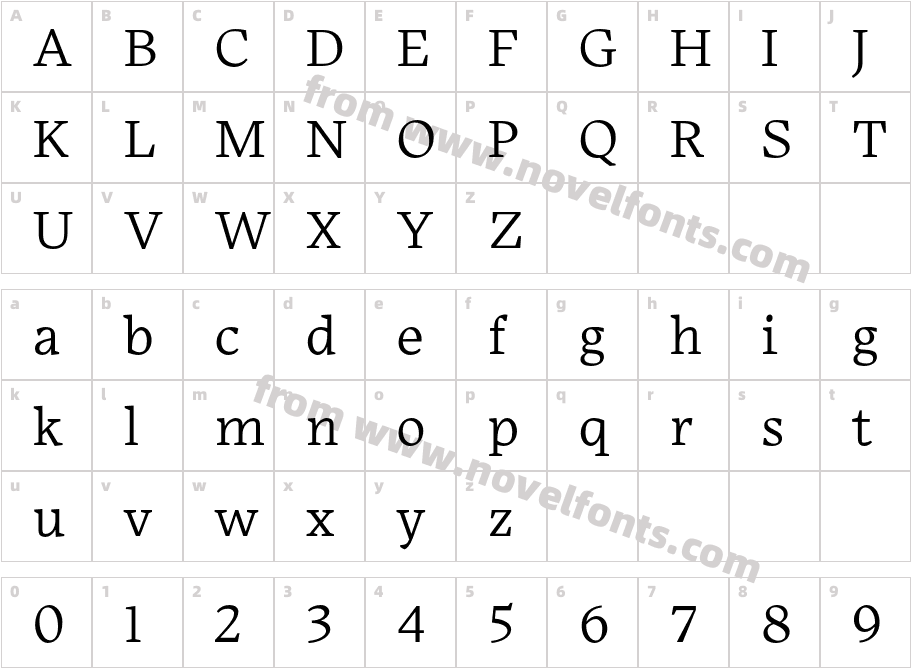 Embury Text LightCharacter Map