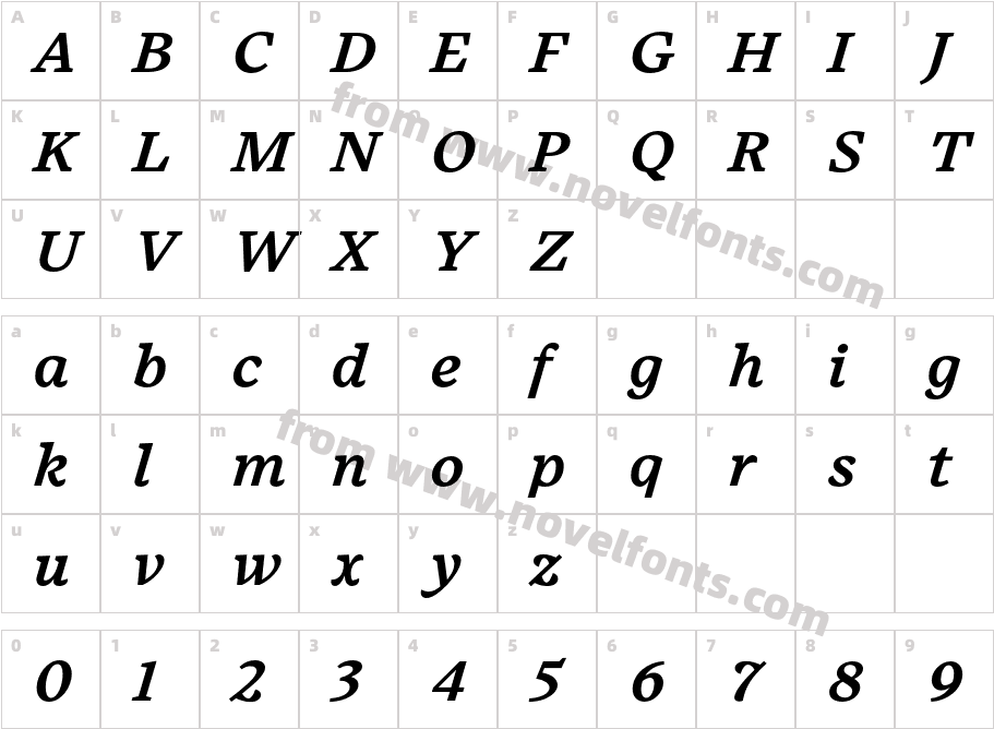 Embury Text Medium ItalicCharacter Map