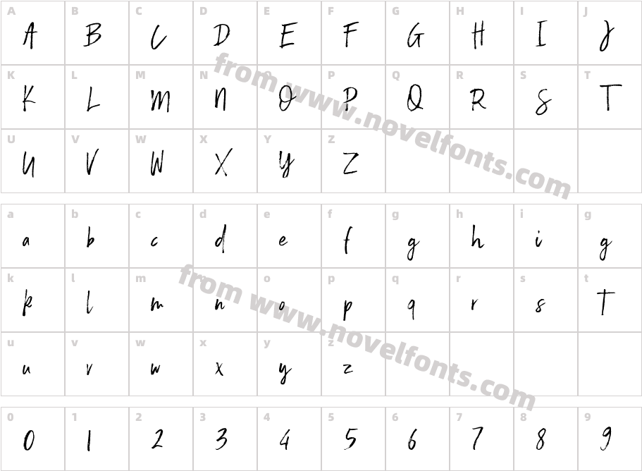Emmeline RegularCharacter Map