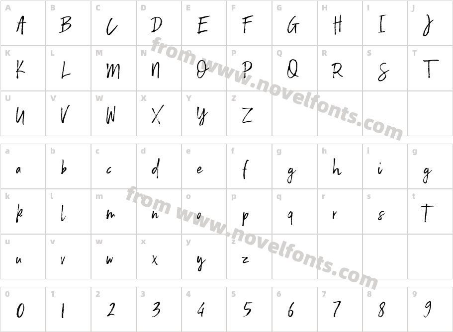 Emmeline RegularCharacter Map