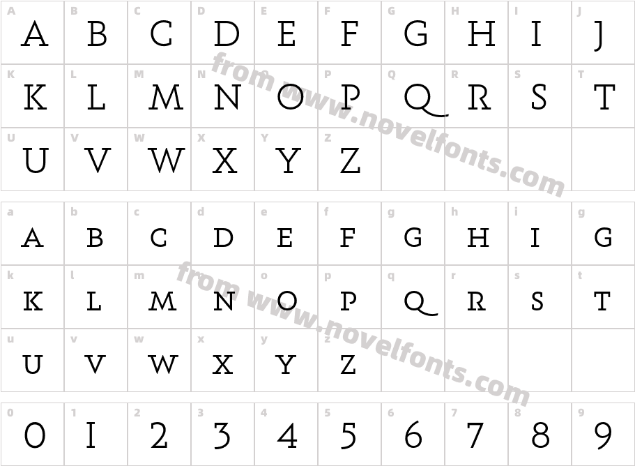 Emperatriz Slab RegularCharacter Map