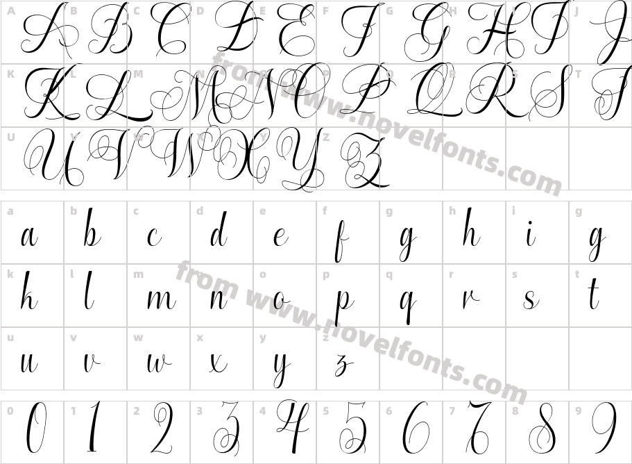 Enchanting Script Font RegularCharacter Map