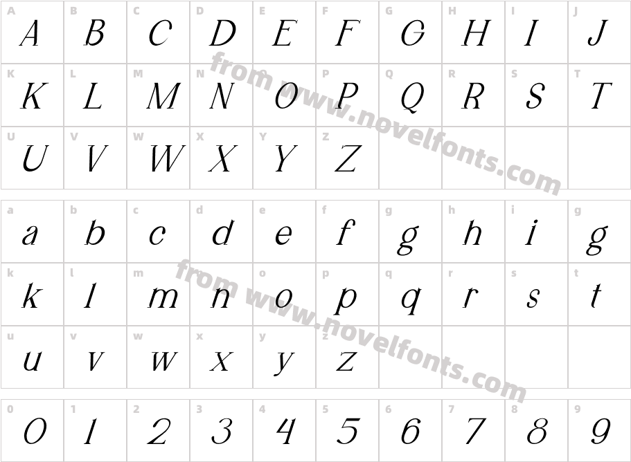 Engeraly ItalicCharacter Map