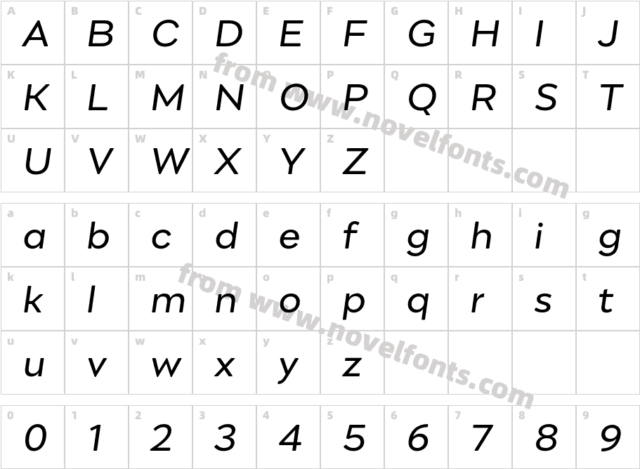 Engram W05 ItalicCharacter Map