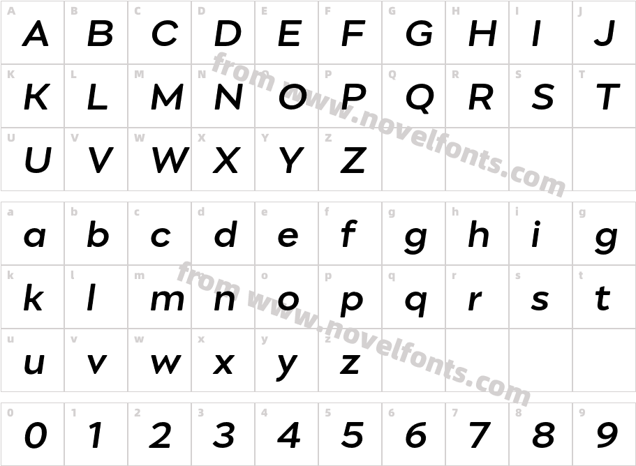 Engram W05 Medium ItalicCharacter Map