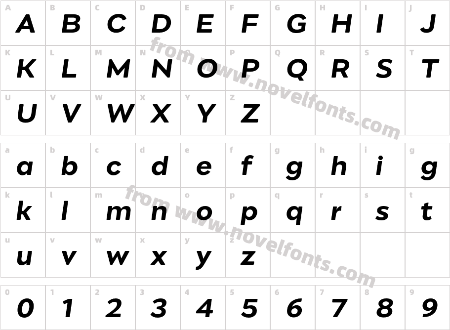 Engram W05 Semibold ItalicCharacter Map