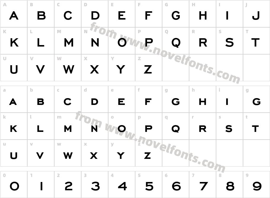 Engravers Gothic W01 BoldCharacter Map