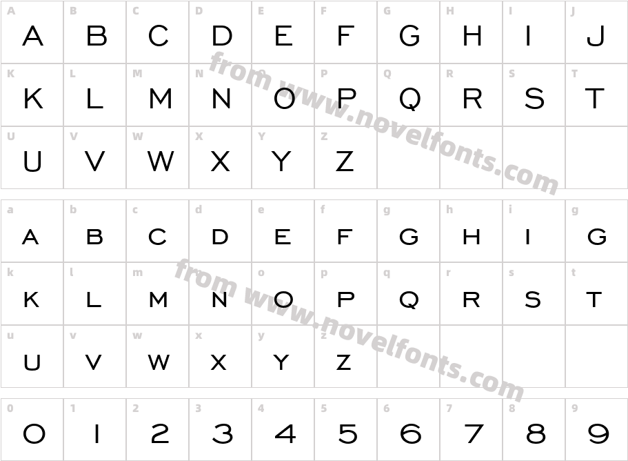 Engravers Gothic W01 RegularCharacter Map