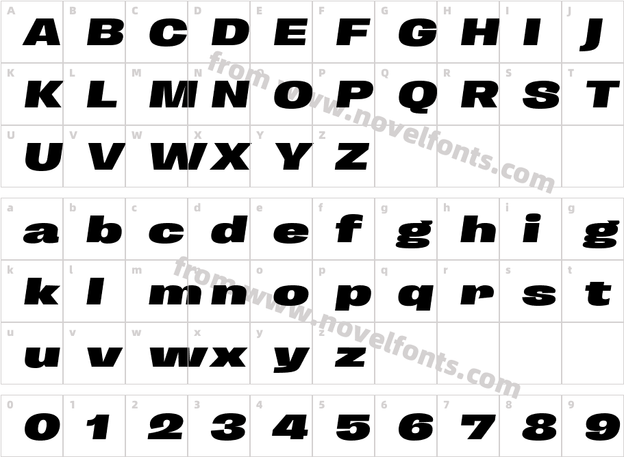 Enotria Expanded Black ItalicCharacter Map