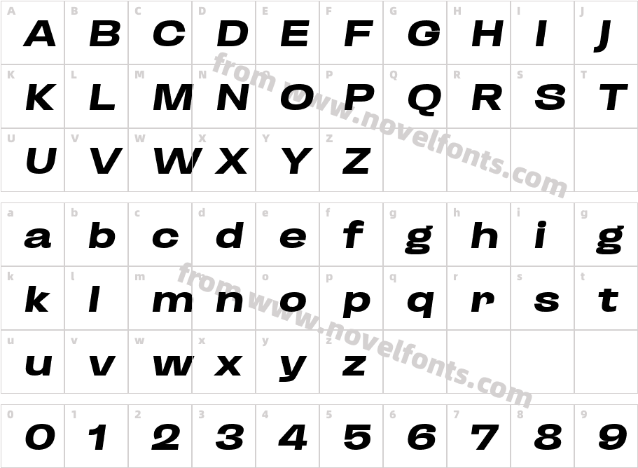 Enotria Expanded Bold ItalicCharacter Map
