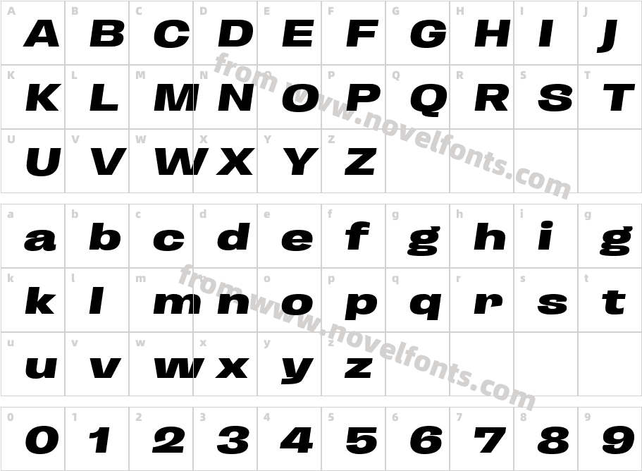 Enotria Expanded Extrabold ItalicCharacter Map