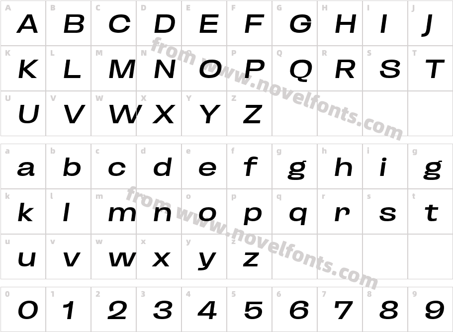Enotria Expanded Semibold ItalicCharacter Map