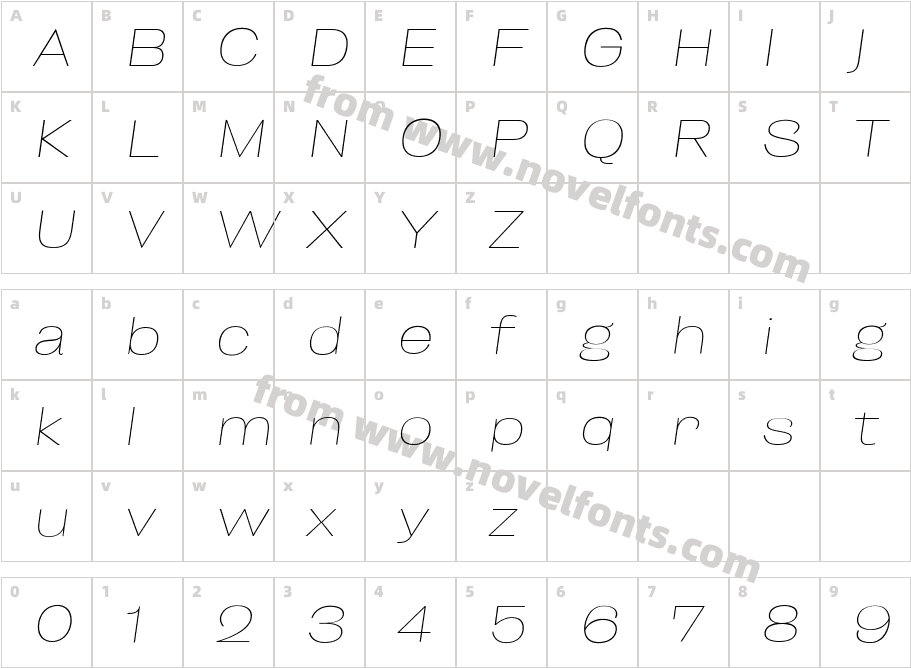 Enotria Expanded Thin ItalicCharacter Map