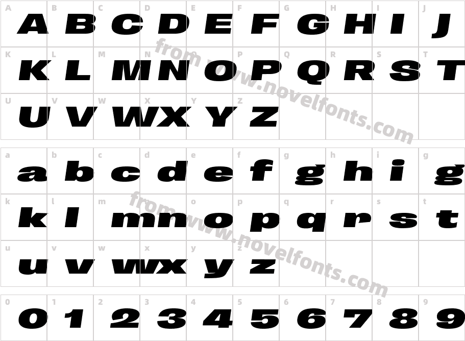 Enotria Ultra Expand Black ItalicCharacter Map