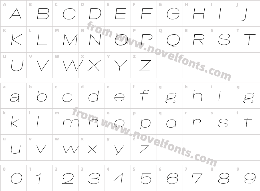 Enotria Ultra Expand Thin ItalicCharacter Map