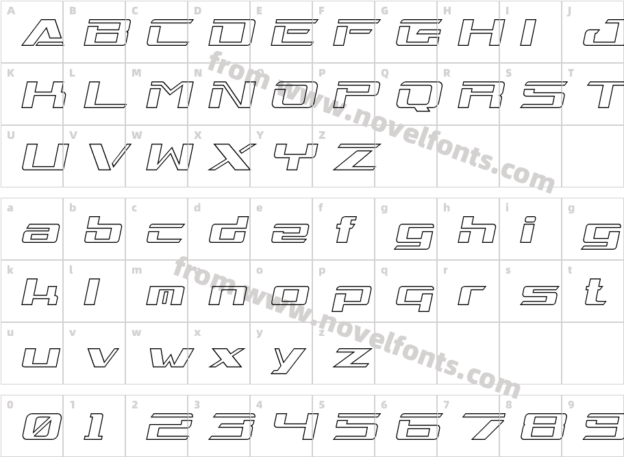 Enter Cromix Outline ItalicCharacter Map