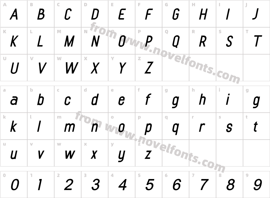 Equivolition Medium ItalicCharacter Map