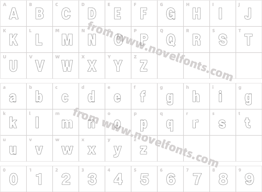 Esenka Black OutlineCharacter Map