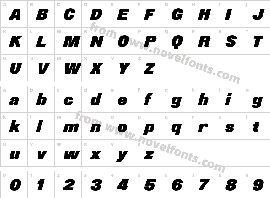 Etrusco Now Heavy ItalicCharacter Map