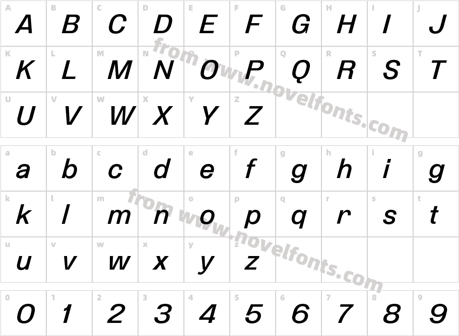 Etrusco Now Medium ItalicCharacter Map