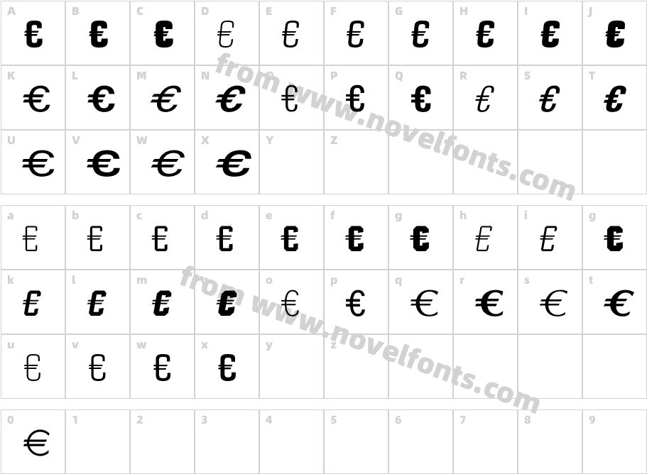 Euro SansEF FourCharacter Map
