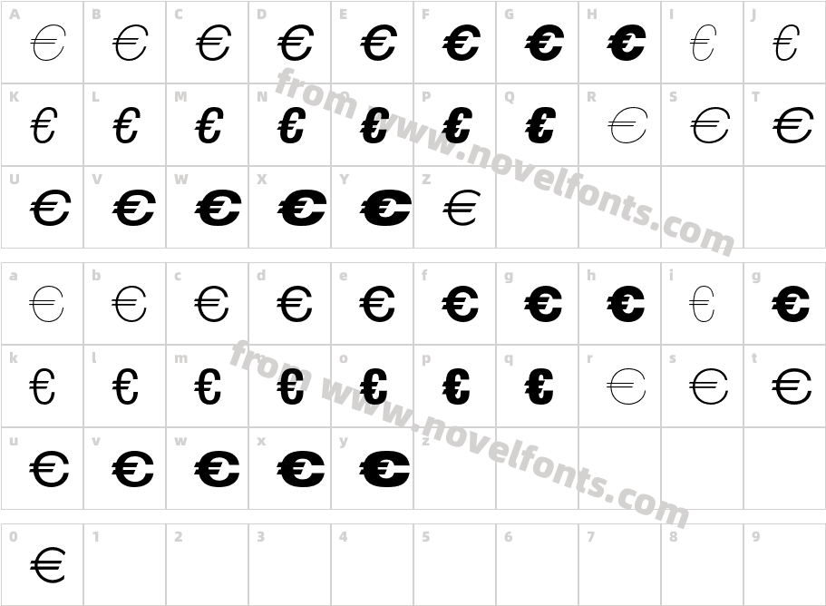 Euro SansEF OneCharacter Map