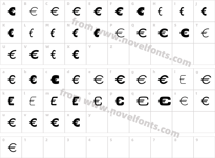 Euro SansEF ThreeCharacter Map