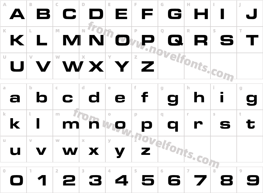 Eurostile Ext BlaCharacter Map