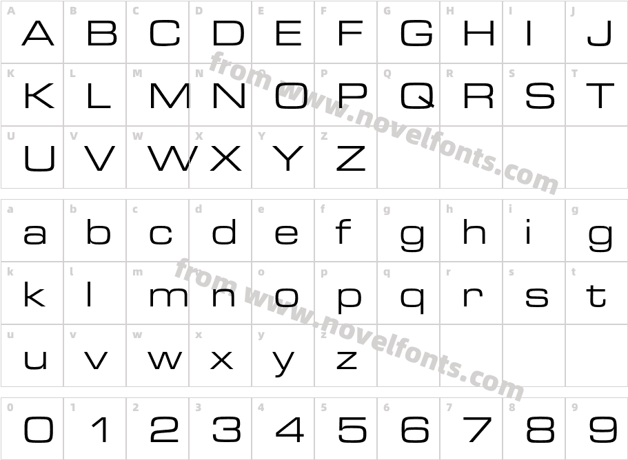 Eurostile Ext RegCharacter Map