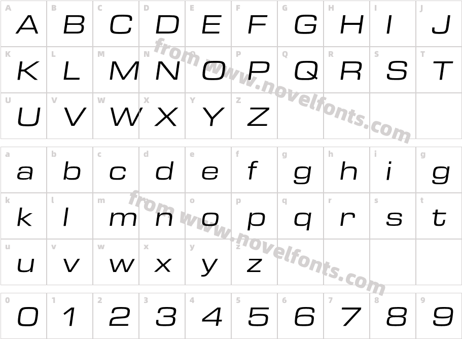 Eurostile Next W1G Ext ItCharacter Map