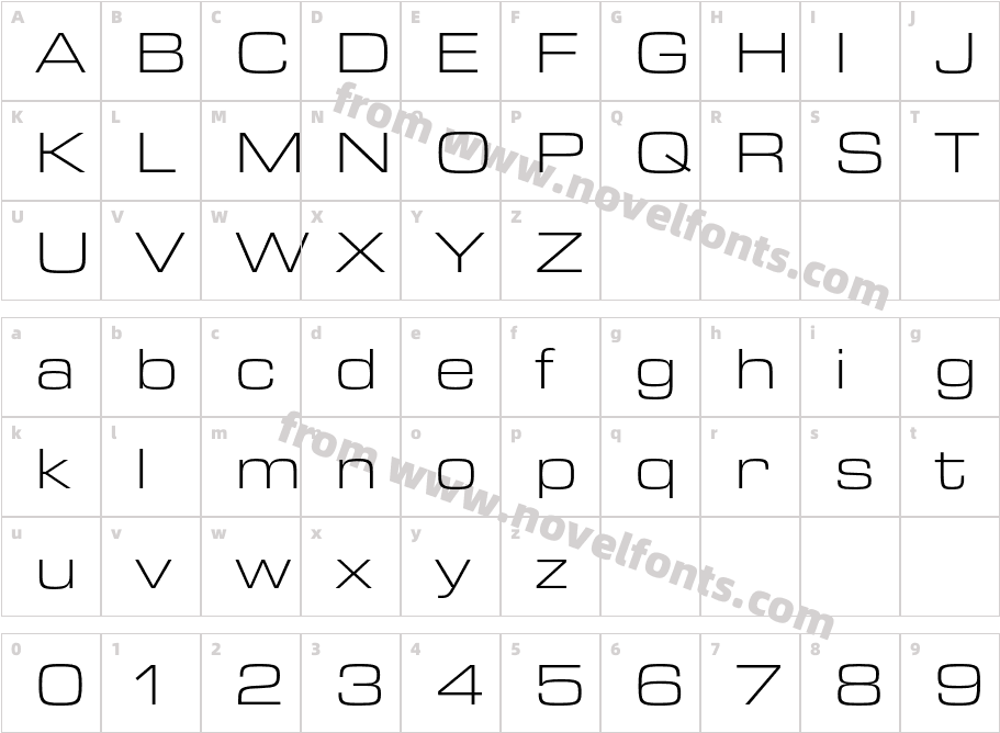Eurostile Next W1G Ext LightCharacter Map