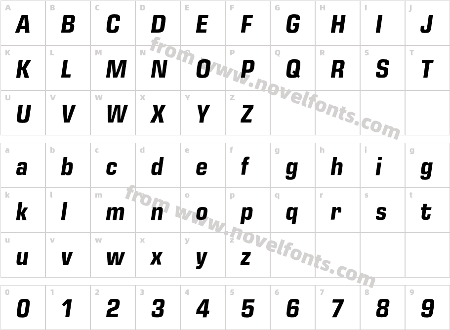 Eurostile Next W1G Nr Bold ItCharacter Map