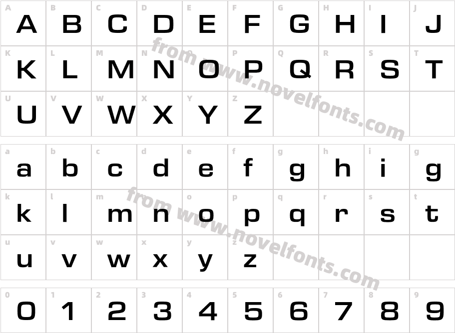 Eurostile Next W1G Wide Sm BdCharacter Map