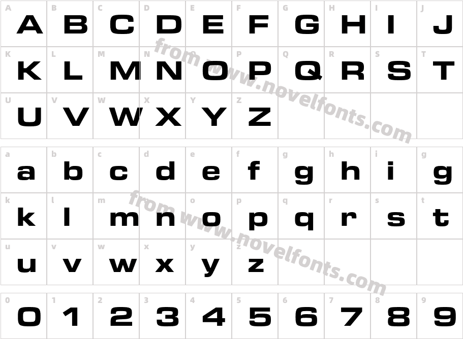 Eurostile NextLT Pro Bold ExtCharacter Map