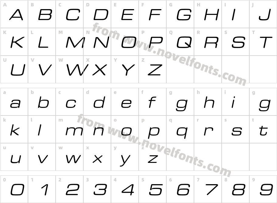 Eurostile Round Extended ItalicCharacter Map