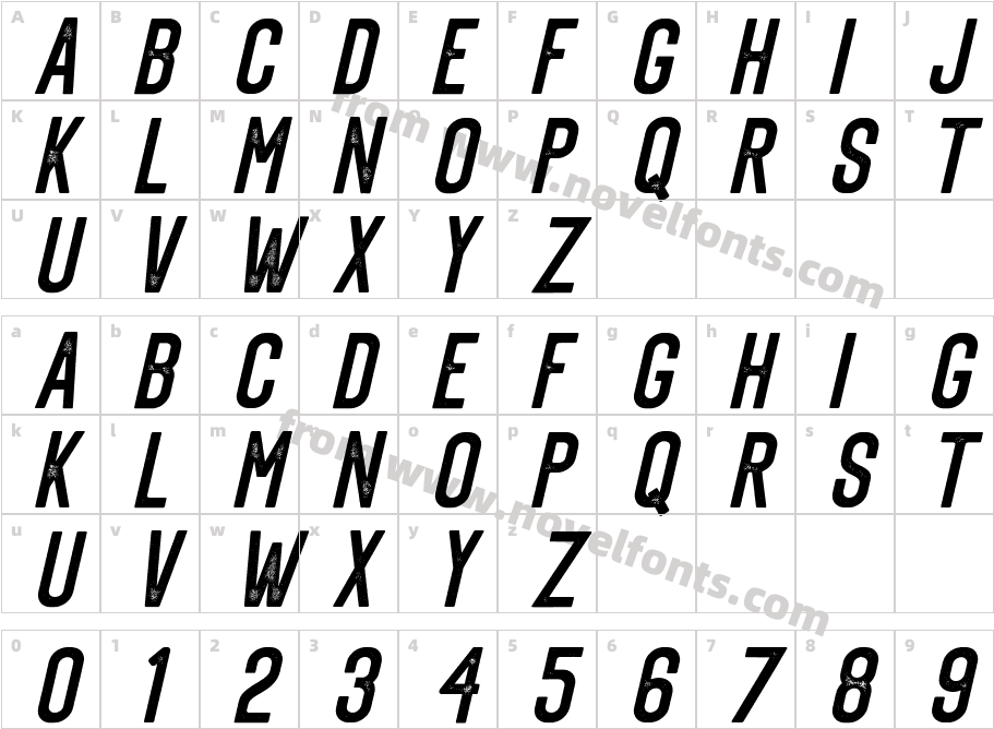 Eusthalia Sans Slant StampedCharacter Map