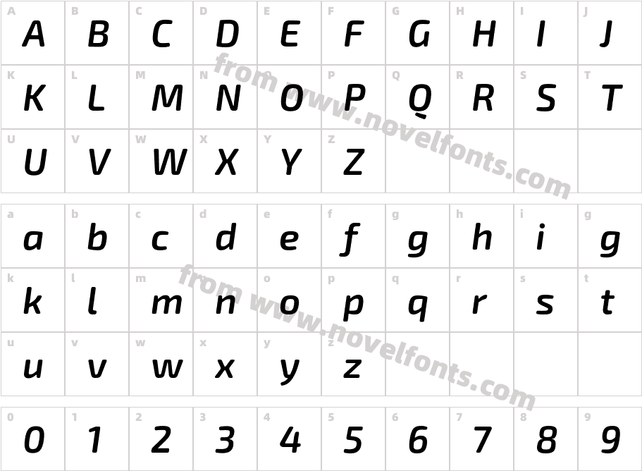 Exo Soft Semibold ItalicCharacter Map